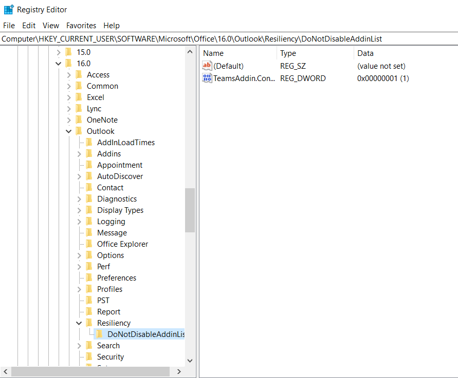 Registry Editor Navigation