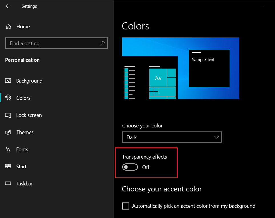 Transparency effects