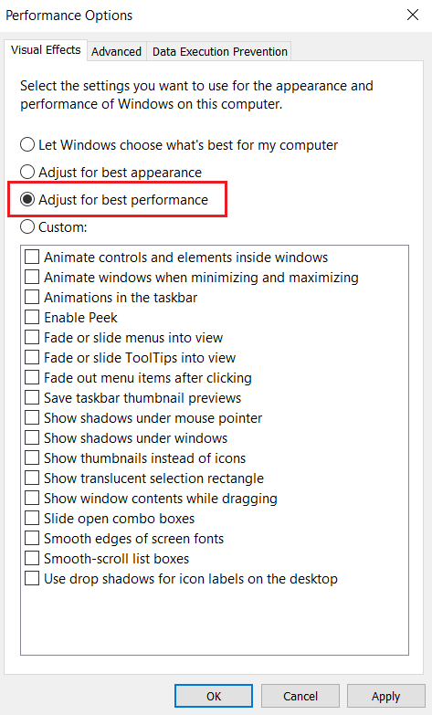adjust for best performance