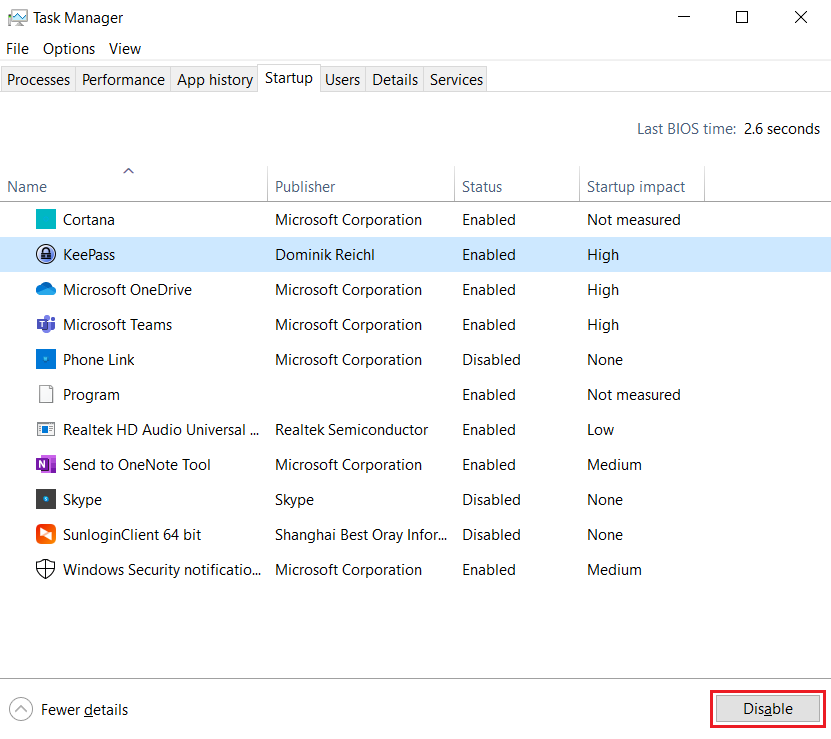 disable startup programs
