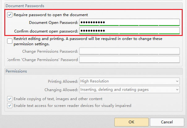 PASSWORD SECURITY SETTINGS_OPEN PASSWORD