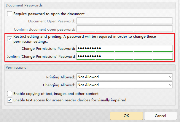 PDF RESTRICT EDITING AND PRINTING