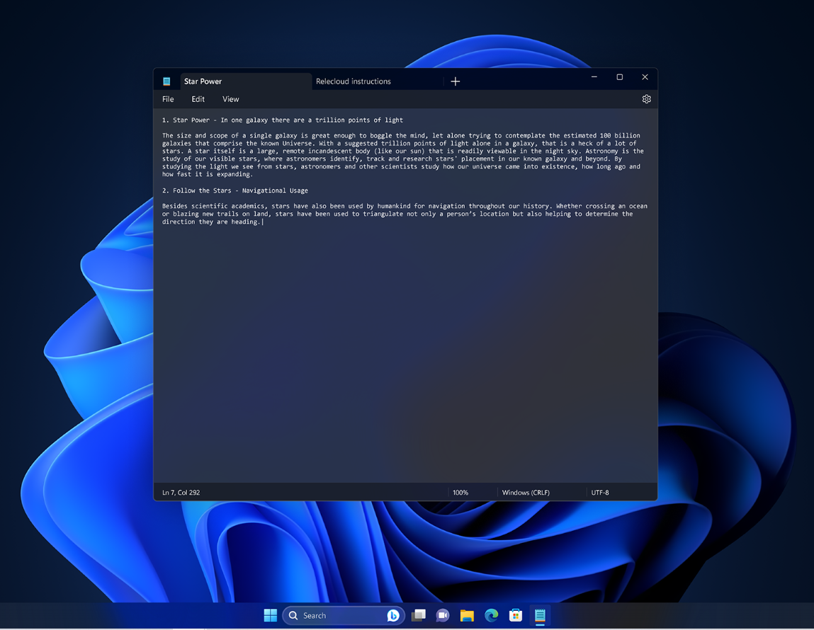 Tabs make navigating Notepad easier than ever