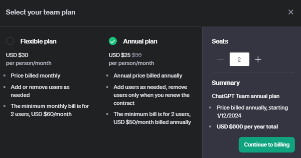 ChatGPT Team Plan & Price