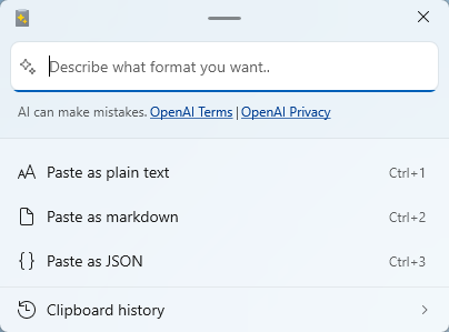 powertoys advanced paste Clipboard History Integration