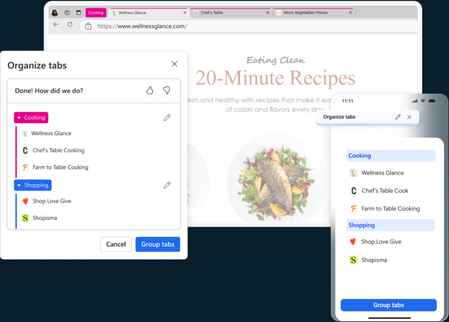organize microsoft edge tabs