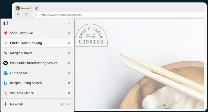 microsoft edge tab layout