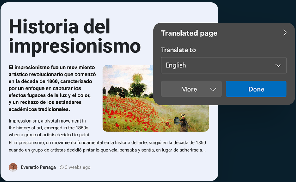 translate the microsoft edge web to your language
