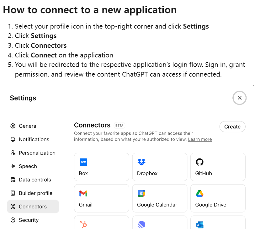 How to connect chatgpt to a new application